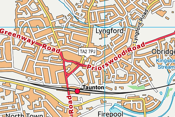 TA2 7PJ map - OS VectorMap District (Ordnance Survey)