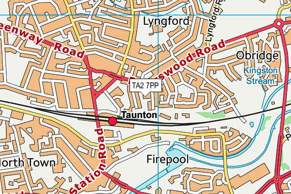 TA2 7PP map - OS VectorMap District (Ordnance Survey)