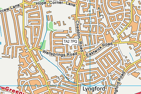 TA2 7PQ map - OS VectorMap District (Ordnance Survey)