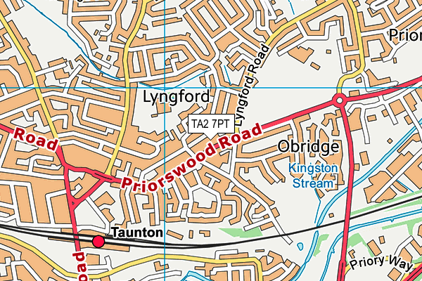 TA2 7PT map - OS VectorMap District (Ordnance Survey)