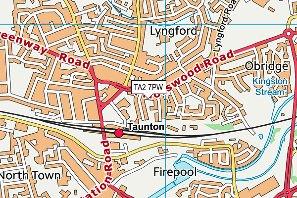 TA2 7PW map - OS VectorMap District (Ordnance Survey)