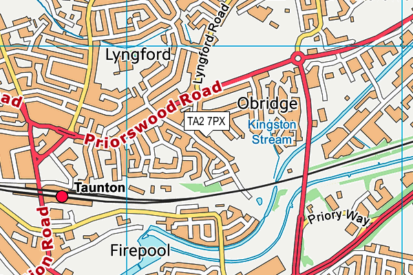 TA2 7PX map - OS VectorMap District (Ordnance Survey)