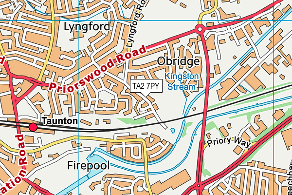 TA2 7PY map - OS VectorMap District (Ordnance Survey)