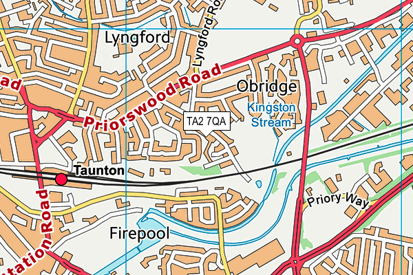 TA2 7QA map - OS VectorMap District (Ordnance Survey)