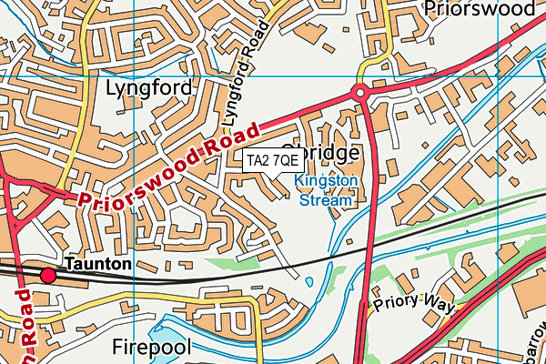 TA2 7QE map - OS VectorMap District (Ordnance Survey)