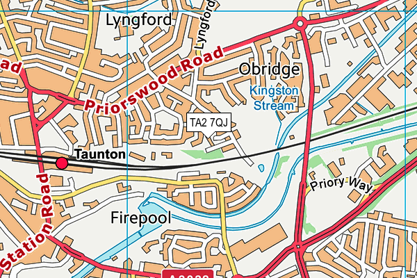 TA2 7QJ map - OS VectorMap District (Ordnance Survey)