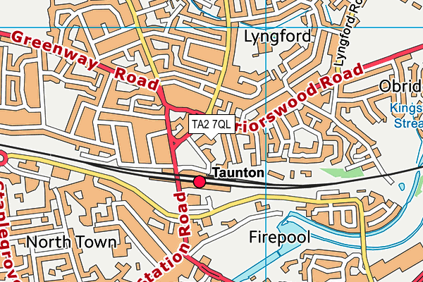 TA2 7QL map - OS VectorMap District (Ordnance Survey)