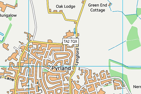 TA2 7QX map - OS VectorMap District (Ordnance Survey)