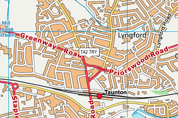 TA2 7RY map - OS VectorMap District (Ordnance Survey)