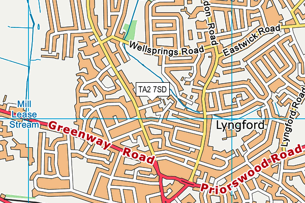 TA2 7SD map - OS VectorMap District (Ordnance Survey)