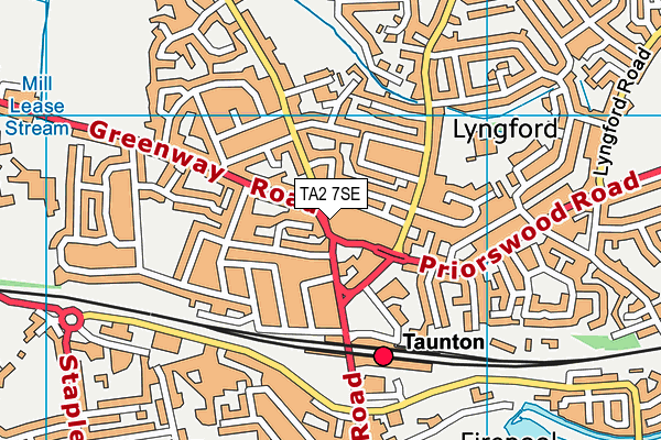 TA2 7SE map - OS VectorMap District (Ordnance Survey)