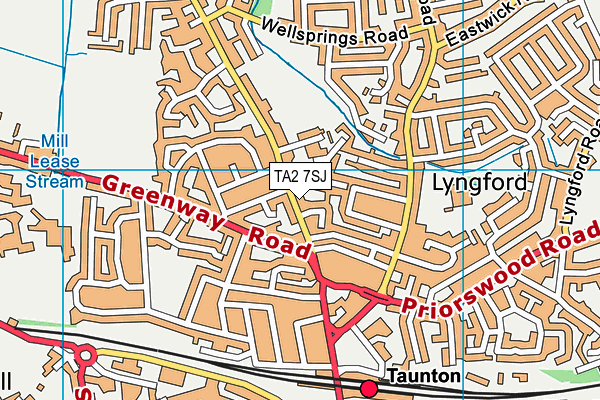 TA2 7SJ map - OS VectorMap District (Ordnance Survey)