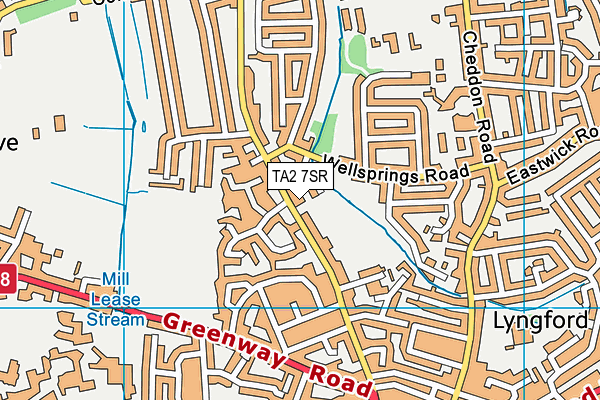 TA2 7SR map - OS VectorMap District (Ordnance Survey)