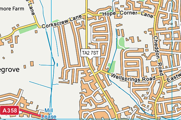 TA2 7ST map - OS VectorMap District (Ordnance Survey)