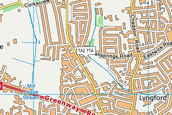 TA2 7TA map - OS VectorMap District (Ordnance Survey)