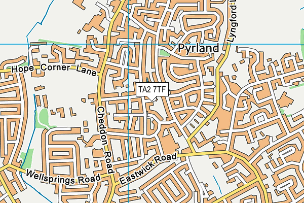 TA2 7TF map - OS VectorMap District (Ordnance Survey)