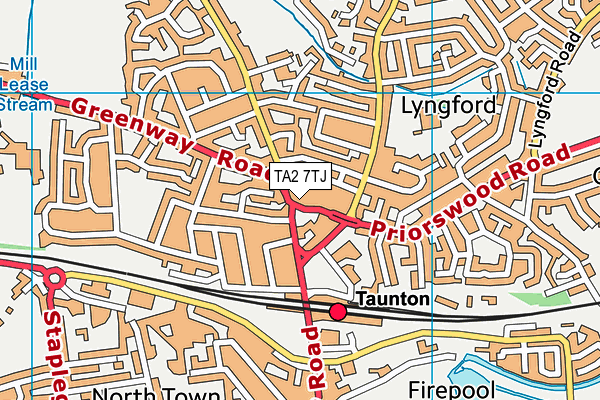 TA2 7TJ map - OS VectorMap District (Ordnance Survey)