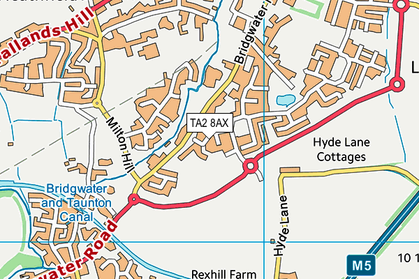 TA2 8AX map - OS VectorMap District (Ordnance Survey)