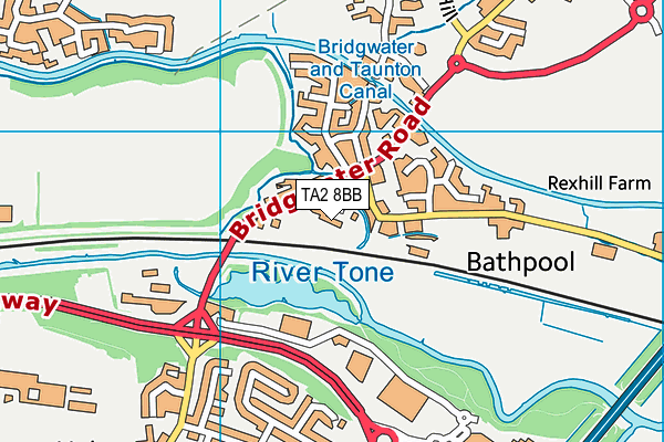 TA2 8BB map - OS VectorMap District (Ordnance Survey)