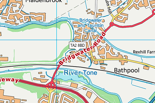 TA2 8BD map - OS VectorMap District (Ordnance Survey)