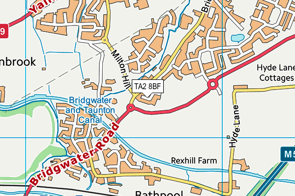 TA2 8BF map - OS VectorMap District (Ordnance Survey)