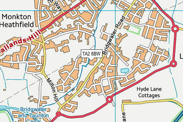 TA2 8BW map - OS VectorMap District (Ordnance Survey)
