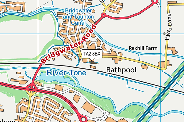 TA2 8BX map - OS VectorMap District (Ordnance Survey)