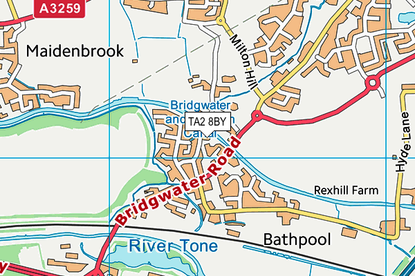 TA2 8BY map - OS VectorMap District (Ordnance Survey)