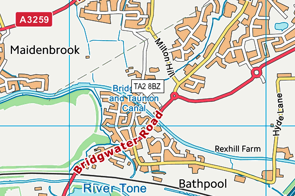 TA2 8BZ map - OS VectorMap District (Ordnance Survey)