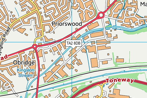 TA2 8DB map - OS VectorMap District (Ordnance Survey)