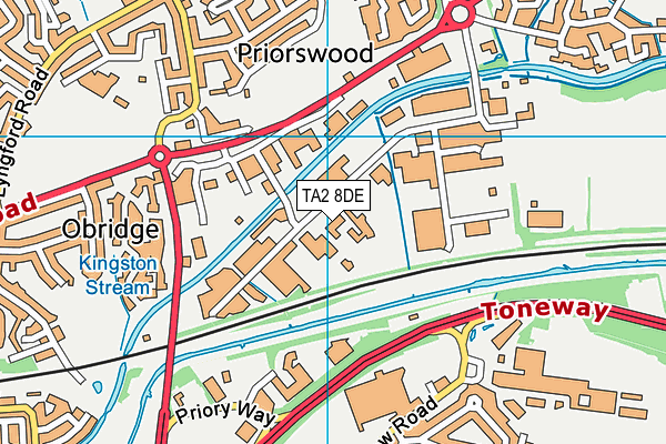 TA2 8DE map - OS VectorMap District (Ordnance Survey)