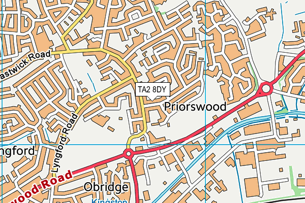 TA2 8DY map - OS VectorMap District (Ordnance Survey)