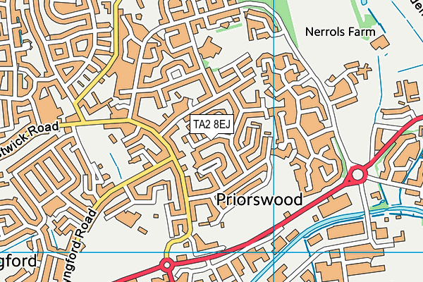 TA2 8EJ map - OS VectorMap District (Ordnance Survey)