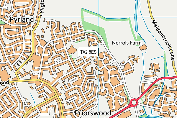 TA2 8ES map - OS VectorMap District (Ordnance Survey)