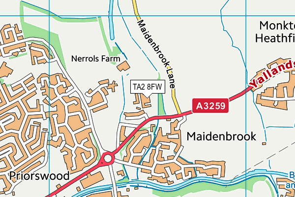 TA2 8FW map - OS VectorMap District (Ordnance Survey)