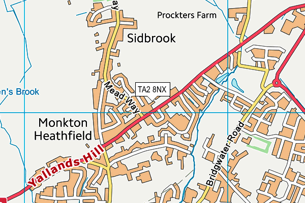 TA2 8NX map - OS VectorMap District (Ordnance Survey)