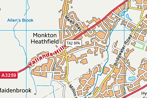 TA2 8PA map - OS VectorMap District (Ordnance Survey)