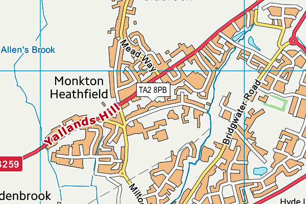 TA2 8PB map - OS VectorMap District (Ordnance Survey)