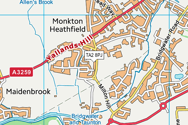 TA2 8PJ map - OS VectorMap District (Ordnance Survey)