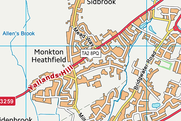 TA2 8PQ map - OS VectorMap District (Ordnance Survey)