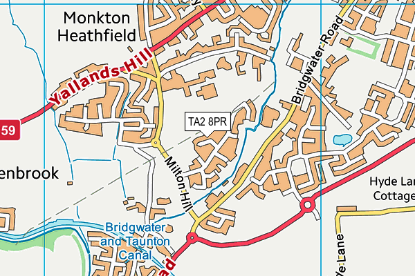 TA2 8PR map - OS VectorMap District (Ordnance Survey)