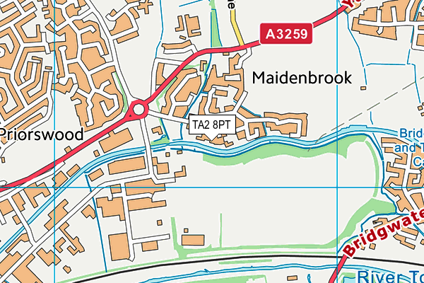 TA2 8PT map - OS VectorMap District (Ordnance Survey)