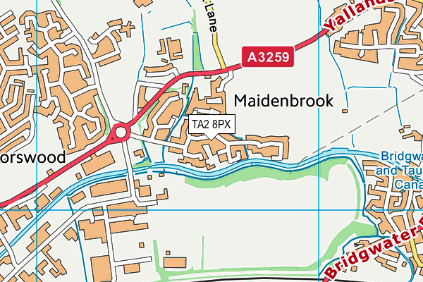 TA2 8PX map - OS VectorMap District (Ordnance Survey)