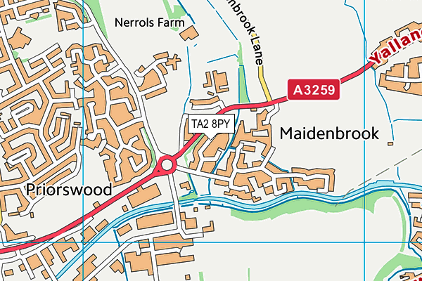 TA2 8PY map - OS VectorMap District (Ordnance Survey)