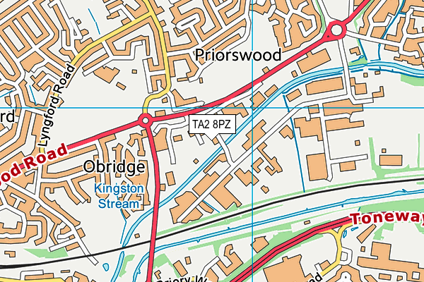 TA2 8PZ map - OS VectorMap District (Ordnance Survey)