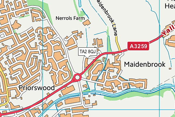 TA2 8QJ map - OS VectorMap District (Ordnance Survey)