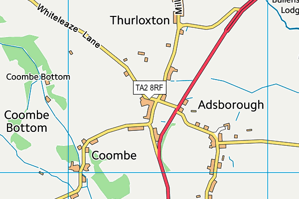 TA2 8RF map - OS VectorMap District (Ordnance Survey)