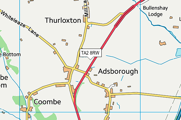 TA2 8RW map - OS VectorMap District (Ordnance Survey)