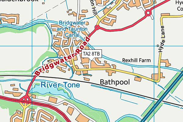 TA2 8TB map - OS VectorMap District (Ordnance Survey)