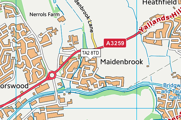 TA2 8TD map - OS VectorMap District (Ordnance Survey)